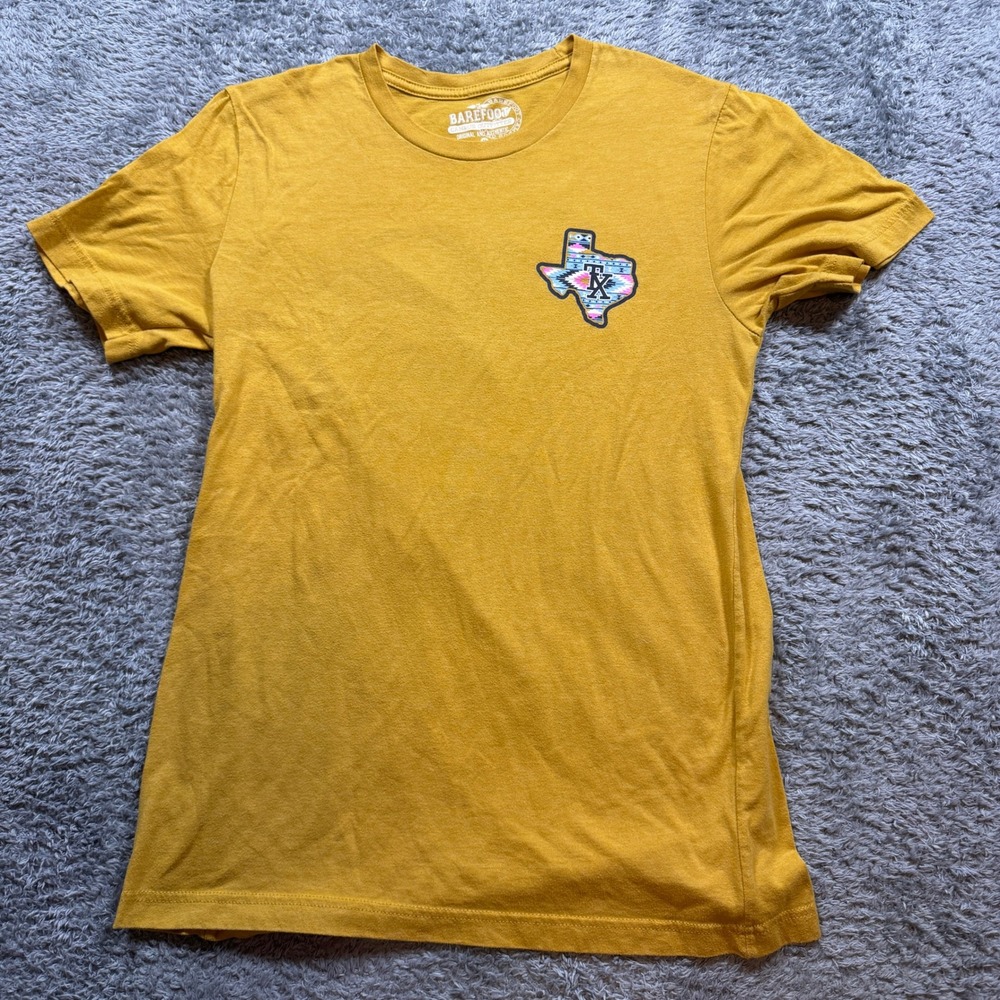 Barefoot Campus Outfitter Fredericksburg Texas Shirt M Yellow Aztec Graphic Tee